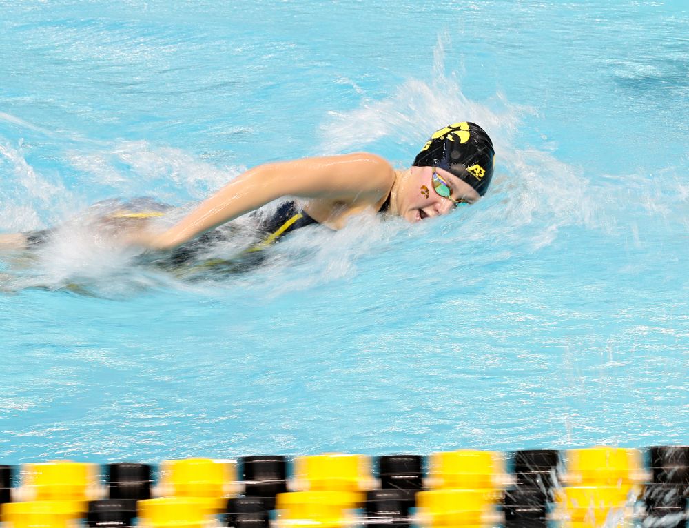 Iowa’s Macy Rink swims the women’s 200 yard freestyle preliminary event during the 2020 Women’s Big Ten Swimming and Diving Championships at the Campus Recreation and Wellness Center in Iowa City on Friday, February 21, 2020. (Stephen Mally/hawkeyesports.com)