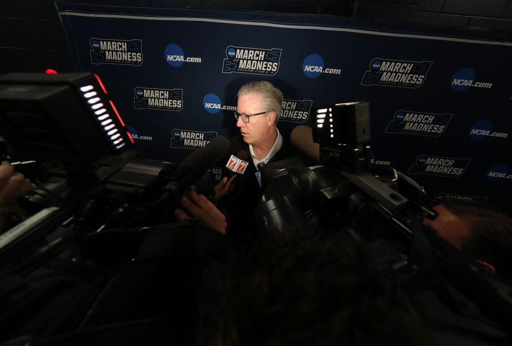 Iowa Hawkeyes head coach Fran McCaffery during press availability and practice before the first round of the 2019 NCAA Men's Basketball Tournament Thursday, March 21, 2019 at Nationwide Arena in Columbus, Ohio. (Brian Ray/hawkeyesports.com)