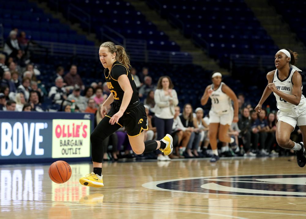 Iowa Hawkeyes guard Kathleen Doyle (22) against the Penn State Nittany Lions Thursday, January 30, 2020 at the Bryce Jordan Center. (Brian Ray/hawkeyesports.com)