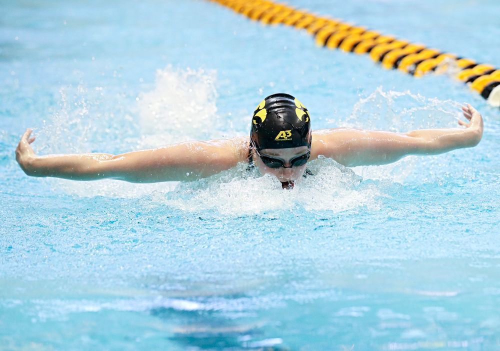 Iowa’s Kelsey Drake swims the women’s 200 yard individual medley preliminary event during the 2020 Women’s Big Ten Swimming and Diving Championships at the Campus Recreation and Wellness Center in Iowa City on Thursday, February 20, 2020. (Stephen Mally/hawkeyesports.com)