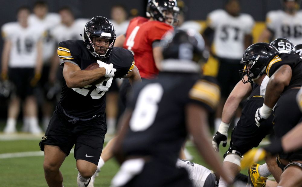 Iowa Hawkeyes running back Toren Young (28) during practice Wednesday, December 12, 2018 at the Hansen Football Performance Center in preparation for the Outback Bowl game against Mississippi State. (Brian Ray/hawkeyesports.com)