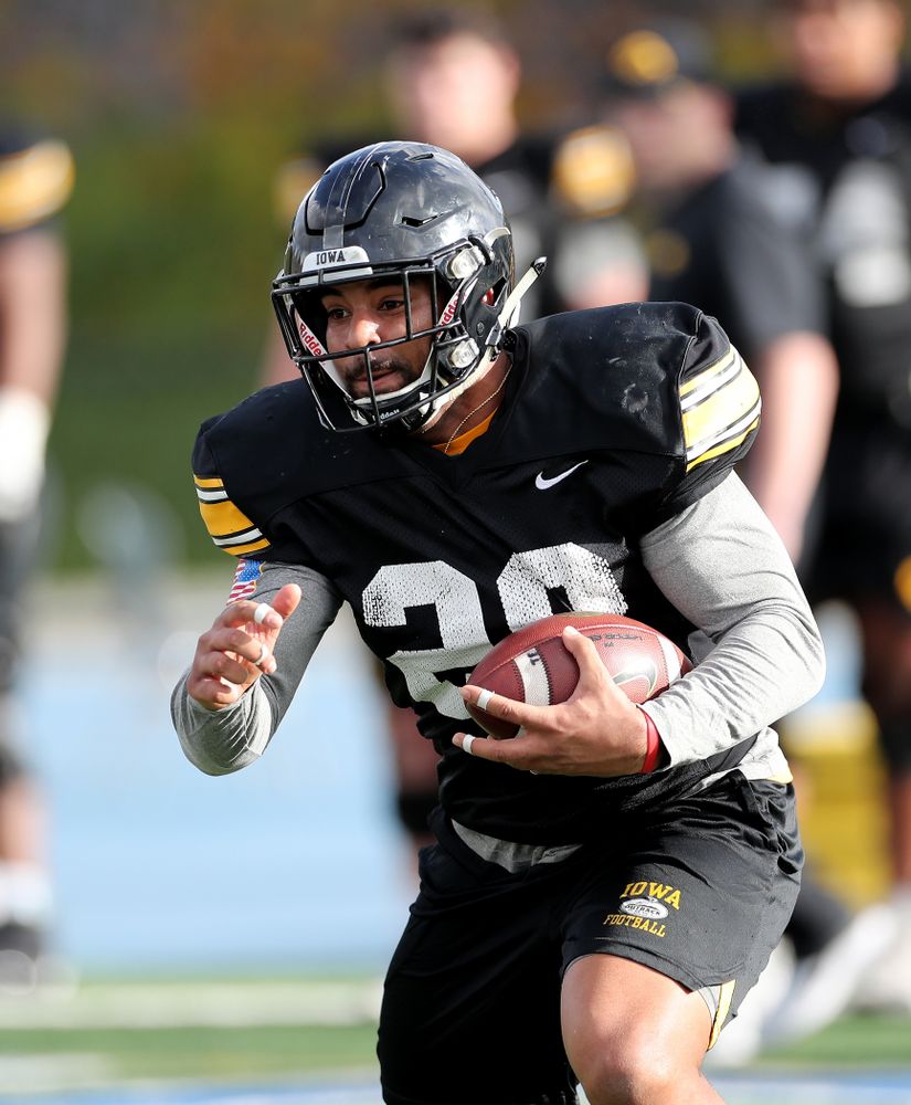 Iowa Hawkeyes running back Toren Young (28) during Holiday Bowl Practice No. 3  Tuesday, December 24, 2019 at San Diego Mesa College. (Brian Ray/hawkeyesports.com)