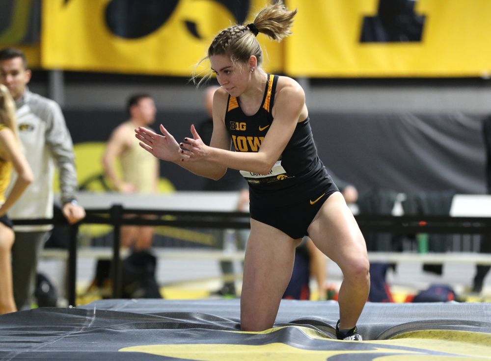 Iowa's Aubrianna Lantrip competes in the high jump during the 2019 Larry Wieczorek Invitational  Friday, January 18, 2019 at the Hawkeye Tennis and Recreation Center. (Brian Ray/hawkeyesports.com)