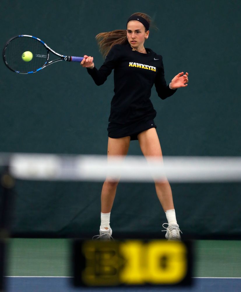 Adrienne Jensen against Ohio State Sunday, March 25, 2018 at the Hawkeye Tennis and Recreation Center. (Brian Ray/hawkeyesports.com)