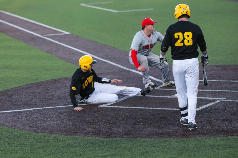 Iowa catcher Austin Martin (34) at the game vs. Bradley on Tuesday, March 26, 2019 at (place). (Lily Smith/hawkeyesports.com)