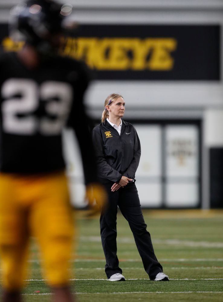 Hawkeye Football Athletic Trainer Kammy Powell during spring practice Wednesday, March 28, 2018 at the Hansen Football Performance Center.  (Brian Ray/hawkeyesports.com)
