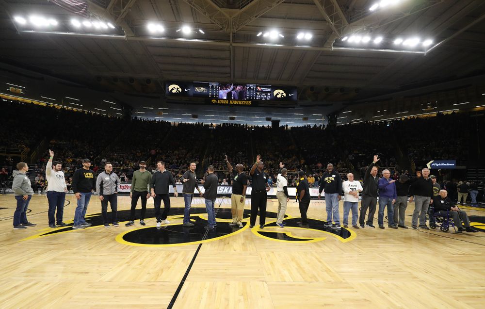 Former Iowa Hawkeye letterman are recognized during half-time against the Ohio State Buckeyes Saturday, January 12, 2019 at Carver-Hawkeye Arena. (Brian Ray/hawkeyesports.com)