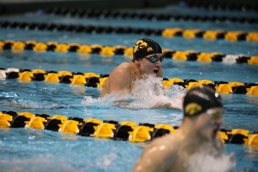 Iowa's Michael Tenney at the 400-yard medley race  Friday, March 1, 2019 at the Campus Recreation and Wellness Center. (Lily Smith/hawkeyesports.com)