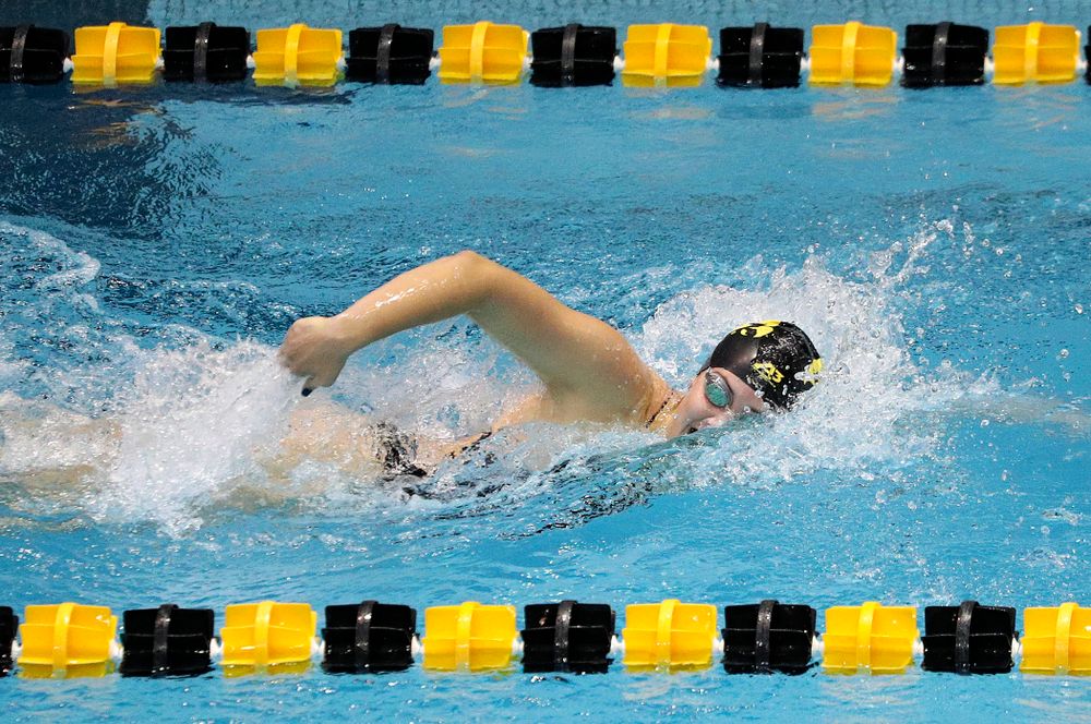 Iowa’s Payton Lange swims the women’s 200-yard freestyle event during their meet against Michigan State and Northern Iowa at the Campus Recreation and Wellness Center in Iowa City on Friday, Oct 4, 2019. (Stephen Mally/hawkeyesports.com)
