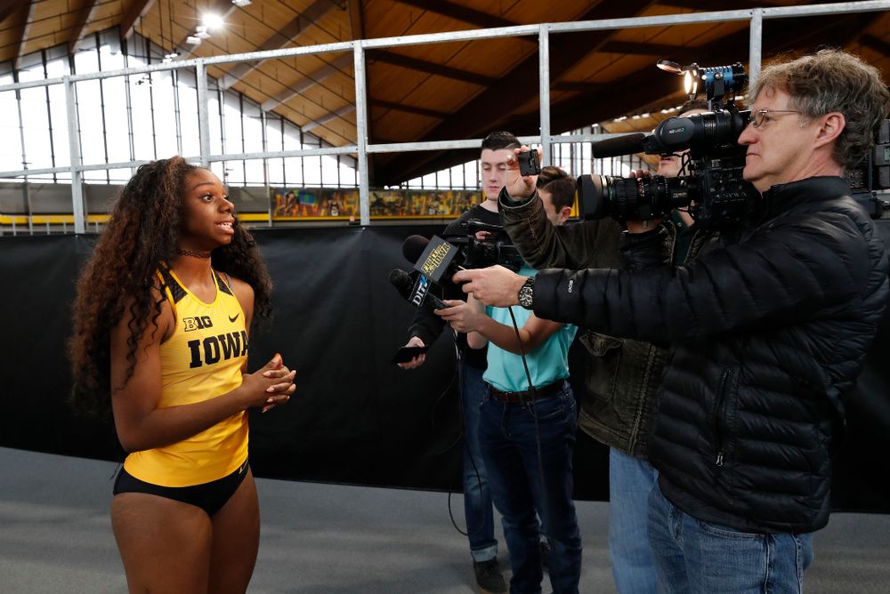 Brittany Brown during the team's media day Wednesday, January 10, 2018 at the indoor track in the Recreation Building. (Brian Ray/hawkeyesports.com)