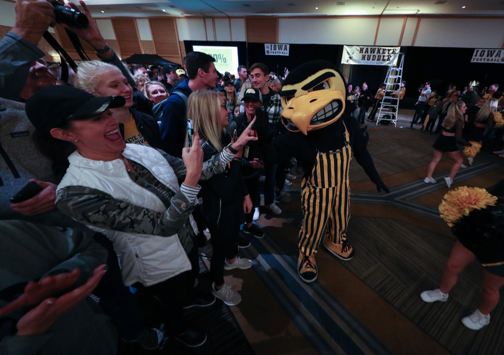 Herky The Hawk during the Holiday Bowl Hawkeye Huddle Thursday, December 26, 2019 at the Hilton in downtown San Diego. (Brian Ray/hawkeyesports.com)