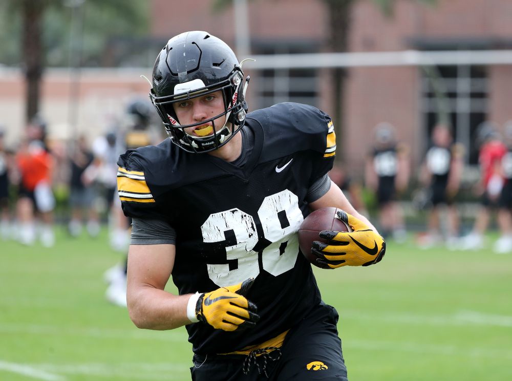 Iowa Hawkeyes tight end T.J. Hockenson (38) as the team prepares for the Outback Bowl Saturday, December 29, 2018 at Tampa University. (Brian Ray/hawkeyesports.com)