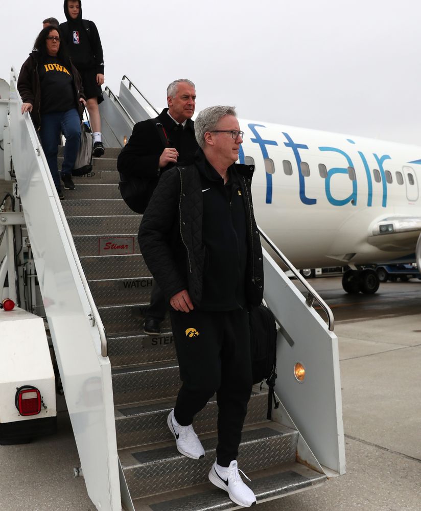 Iowa Hawkeyes head coach Fran McCaffery arrives in Columbus for the first and second rounds of the 2019 NCAA Men's Basketball Tournament Wednesday, March 20, 2019. (Brian Ray/hawkeyesports.com)
