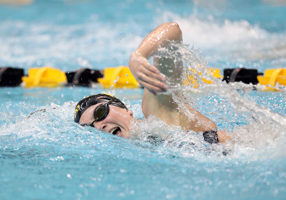 IowaÕs Anna Brooker swims the 1,000 yard freestyle agains the Michigan Wolverines Friday, November 1, 2019 at the Campus Recreation and Wellness Center. (Brian Ray/hawkeyesports.com)