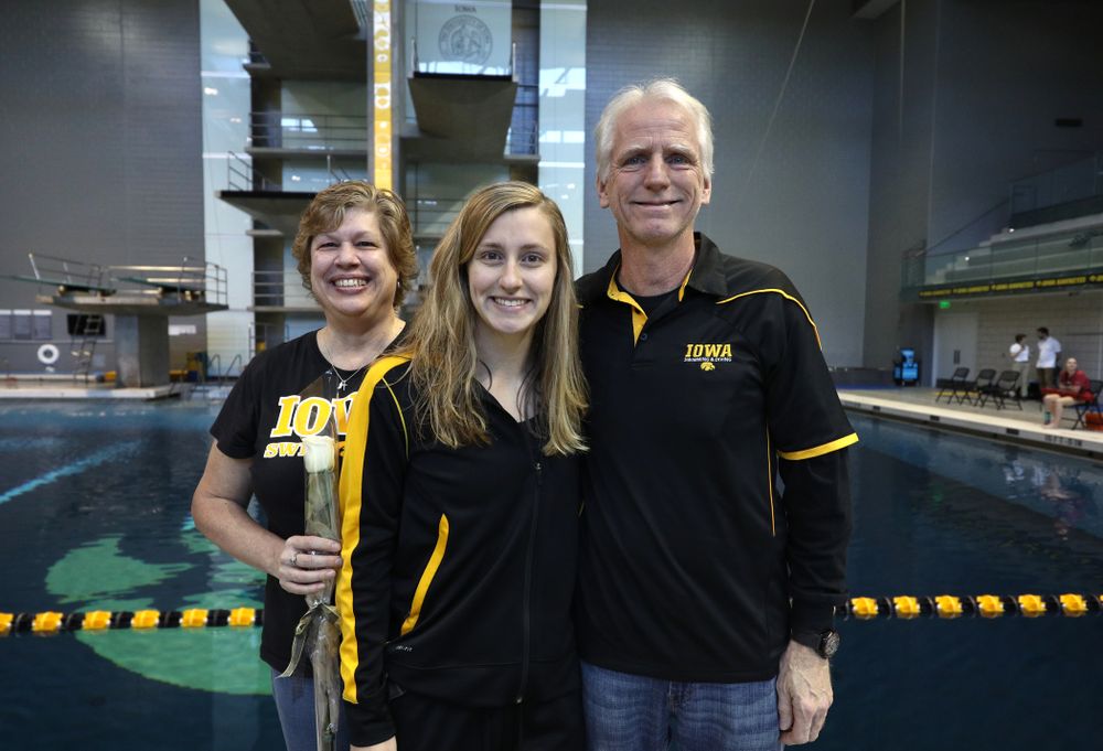 Kelly McNamara is introduced during senior day before a double dual against Wisconsin and Northwestern Saturday, January 19, 2019 at the Campus Recreation and Wellness Center. (Brian Ray/hawkeyesports.com)