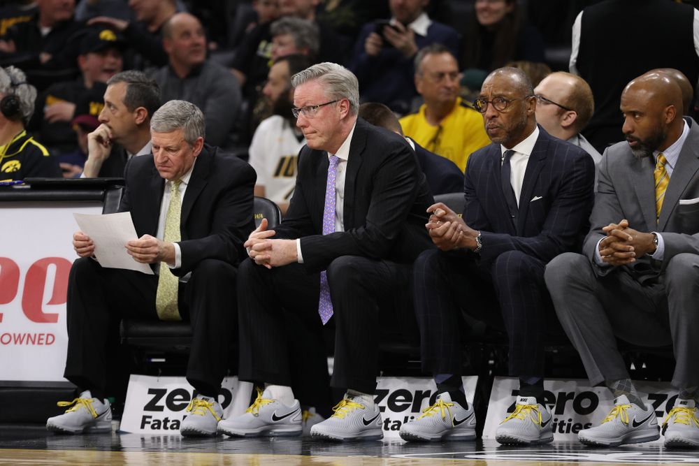 Iowa Hawkeyes head coach Fran McCaffery wears sneakers with his suit in support of cancer research against the Michigan State Spartans Thursday, January 24, 2019 at Carver-Hawkeye Arena. (Brian Ray/hawkeyesports.com)