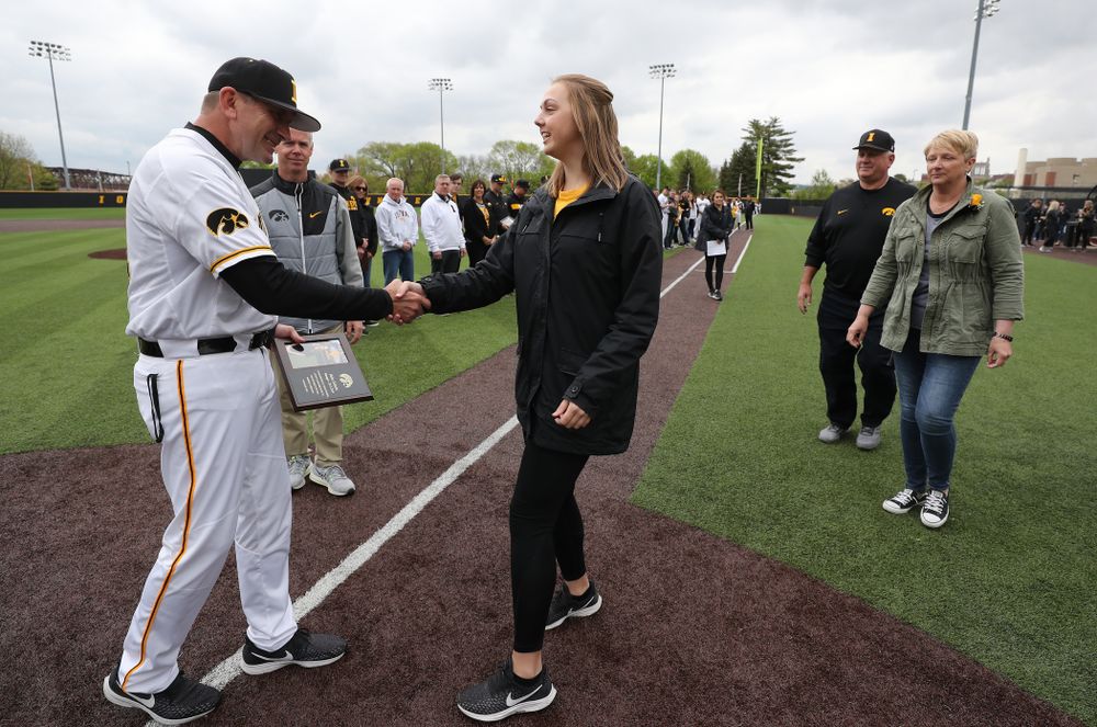 Student Manager Haley Schulte during senior day festivities before their game against Michigan State Sunday, May 12, 2019 at Duane Banks Field. (Brian Ray/hawkeyesports.com)