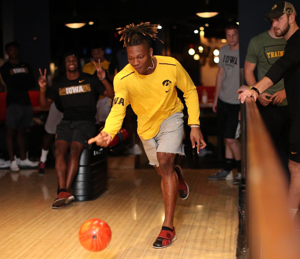 Iowa Hawkeyes wide receiver Brandon Smith (12) during the Players' Night at Splitsville Friday, December 28, 2018 in the Sparkman Wharf area of Tampa, FL.(Brian Ray/hawkeyesports.com)