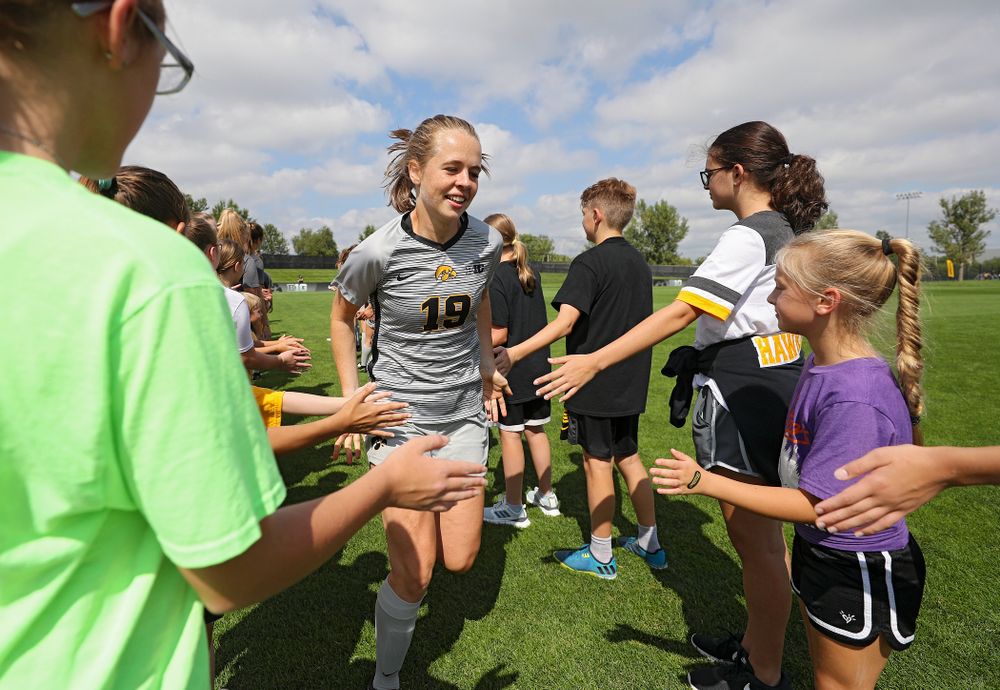 Iowa forward Jenny Cape (19) takes the field for their match at the Iowa Soccer Complex in Iowa City on Sunday, Sep 1, 2019. (Stephen Mally/hawkeyesports.com)