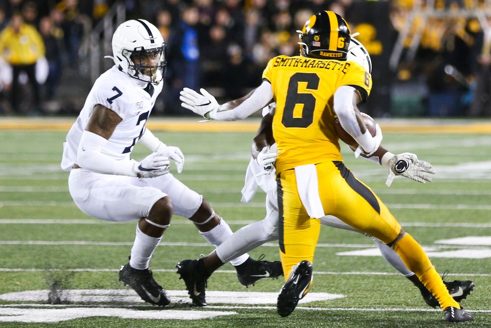 Iowa Hawkeyes wide receiver Ihmir Smith-Marsette (6) during Iowa football vs Penn State on Saturday, October 12, 2019 at Kinnick Stadium. (Lily Smith/hawkeyesports.com)