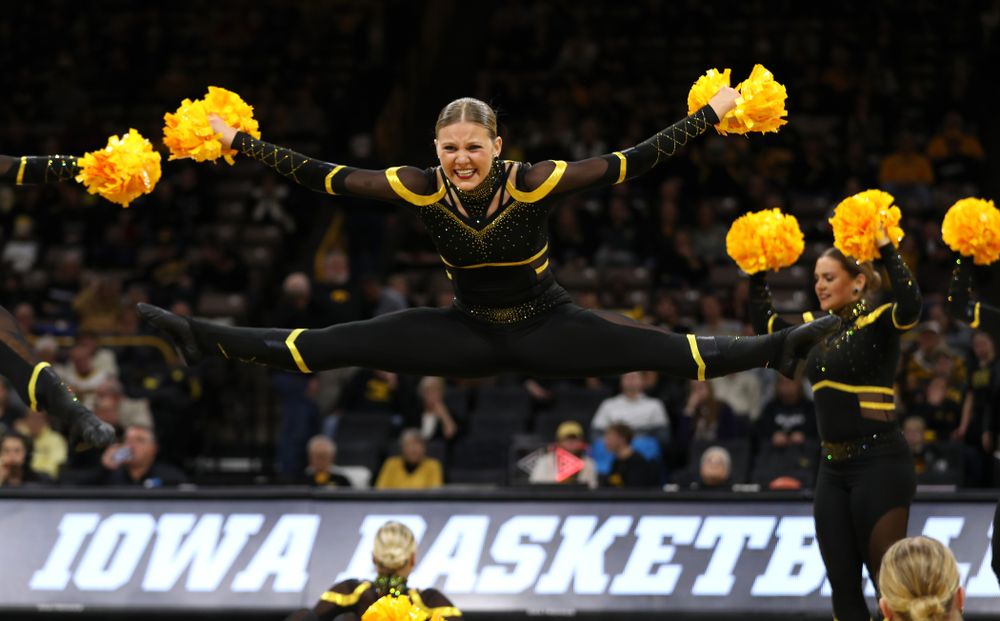 The Iowa Dance Team performs at halftime of the Iowa Hawkeyes game against the Nebraska Cornhuskers Thursday, January 3, 2019 at Carver-Hawkeye Arena. (Brian Ray/hawkeyesports.com)