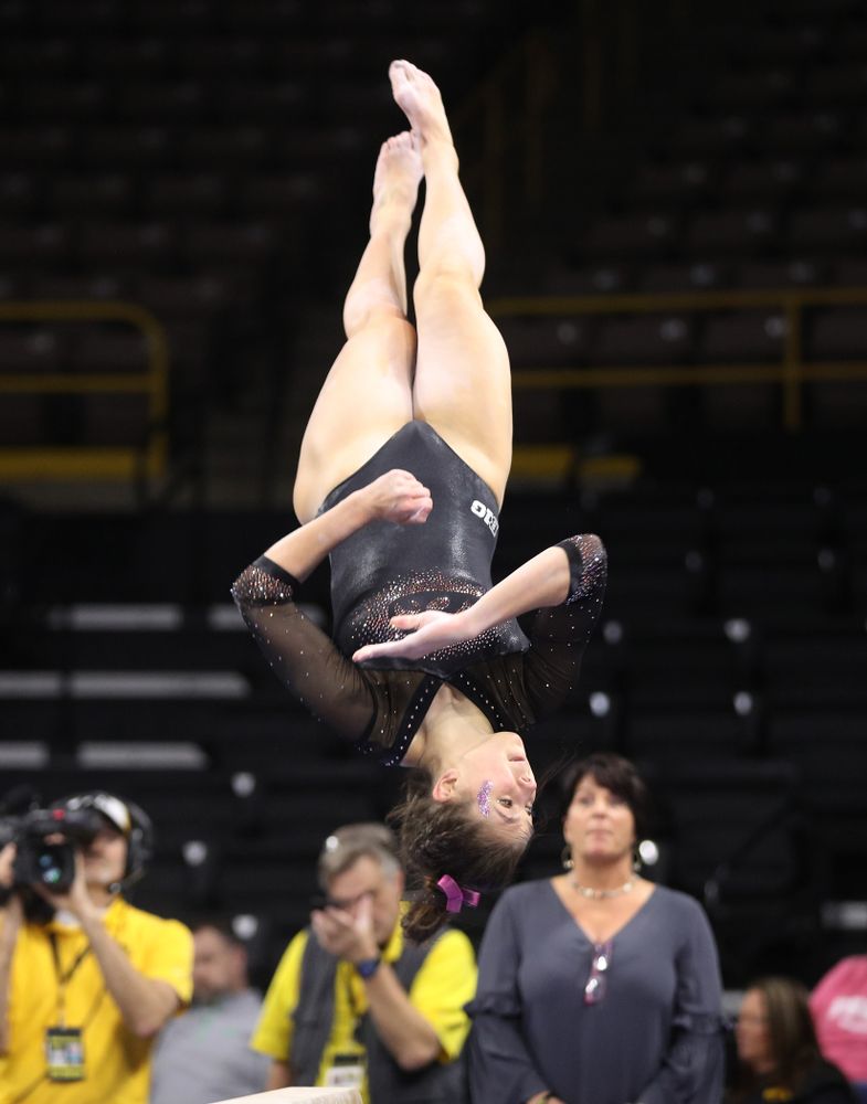 Iowa's Bridget Killian competes on the beam during their meet against the Minnesota Golden Gophers Saturday, January 19, 2019 at Carver-Hawkeye Arena. (Brian Ray/hawkeyesports.com)