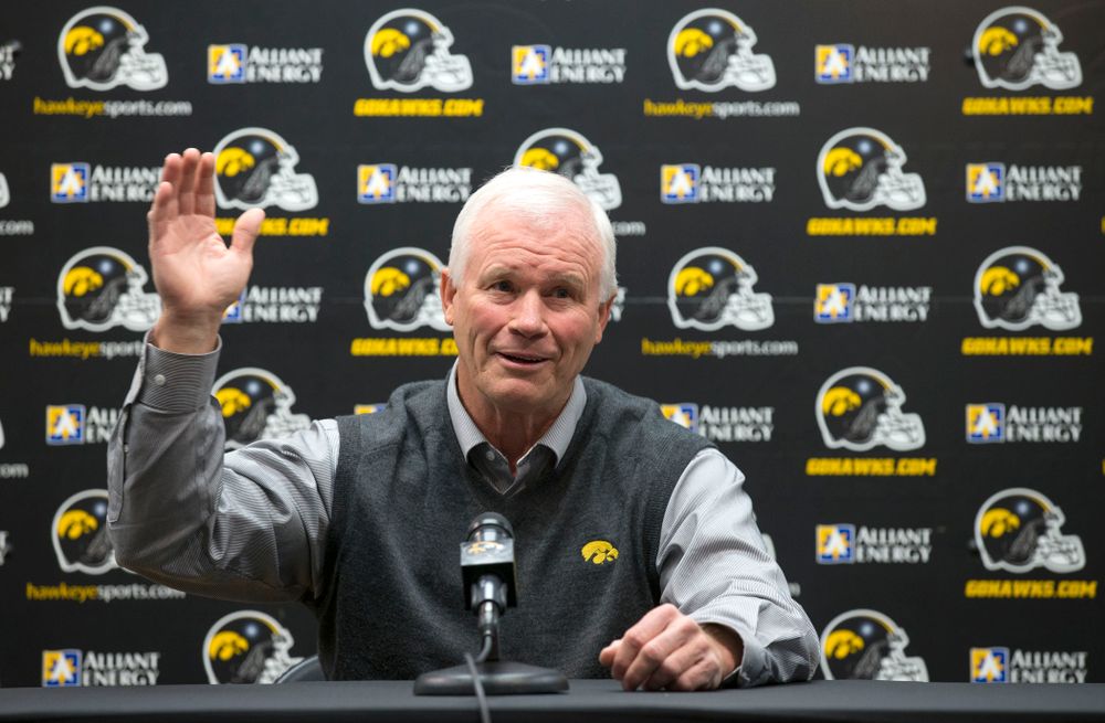 Iowa Hawkeyes defensive line coach Reese Morgan answers questions during a media avaliblity Wednesday, April 16, 2014 at the Hayden Fry Football Complex in Iowa City.  (Brian Ray/hawkeyesports.com)