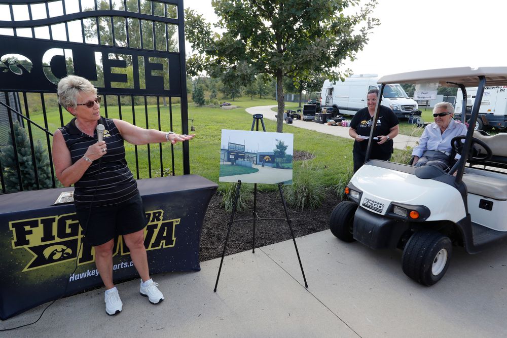 Deputy Athletics Director Barbara Burke talks about the plans for the new entrance to Grant Field following the Iowa Hawkeyes game against Indiana Sunday, September 16, 2018 at Grant Field. (Brian Ray/hawkeyesports.com)