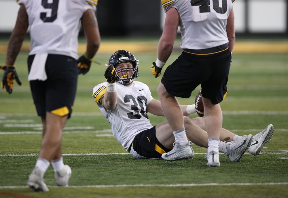 Iowa Hawkeyes defensive back Jake Gervase (30) during preparation for the 2019 Outback Bowl Monday, December 17, 2018 at the Hansen Football Performance Center. (Brian Ray/hawkeyesports.com)