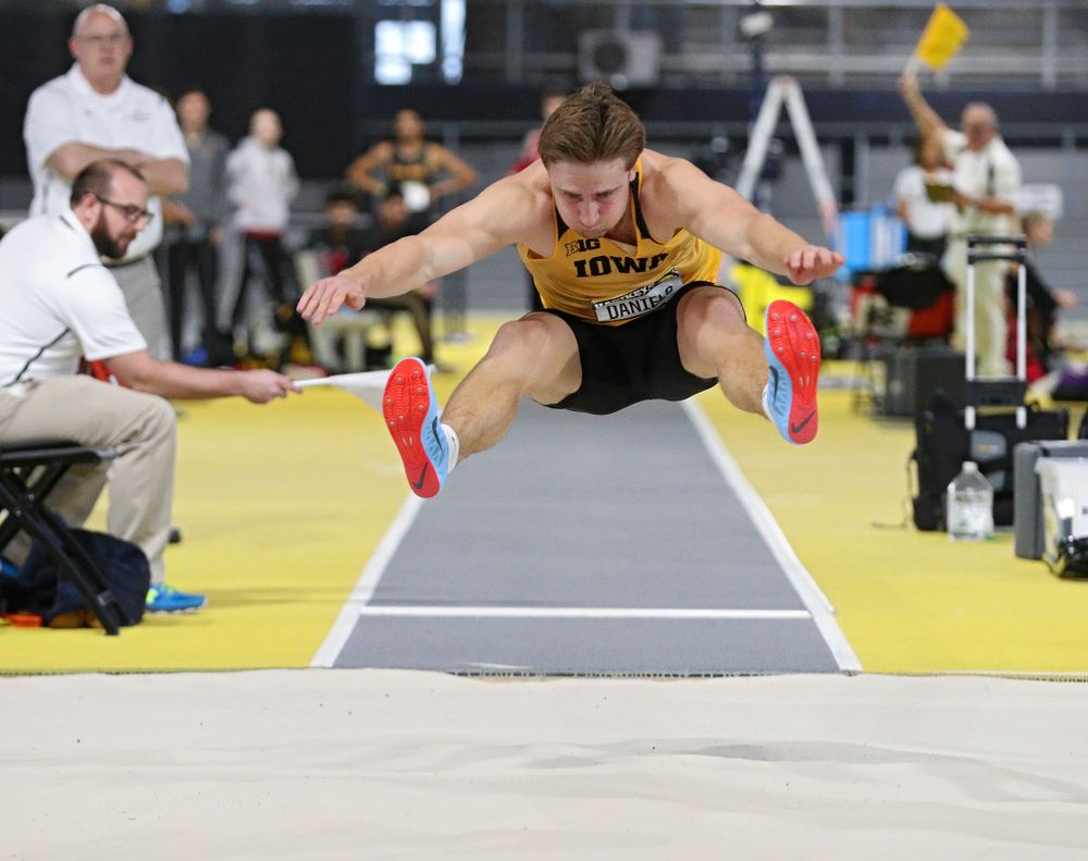 Iowa’s Will Daniels competes in the men’s long jump event during the Hawkeye Invitational at the Recreation Building in Iowa City on Saturday, January 11, 2020. (Stephen Mally/hawkeyesports.com)