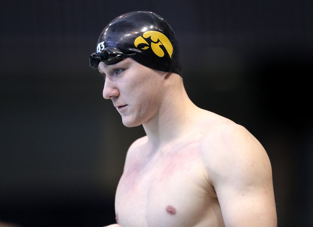Iowa's Michael Brzus competes in the 100-yard butterfly on the third day at the 2019 Big Ten Swimming and Diving Championships Thursday, February 28, 2019 at the Campus Wellness and Recreation Center. (Brian Ray/hawkeyesports.com)