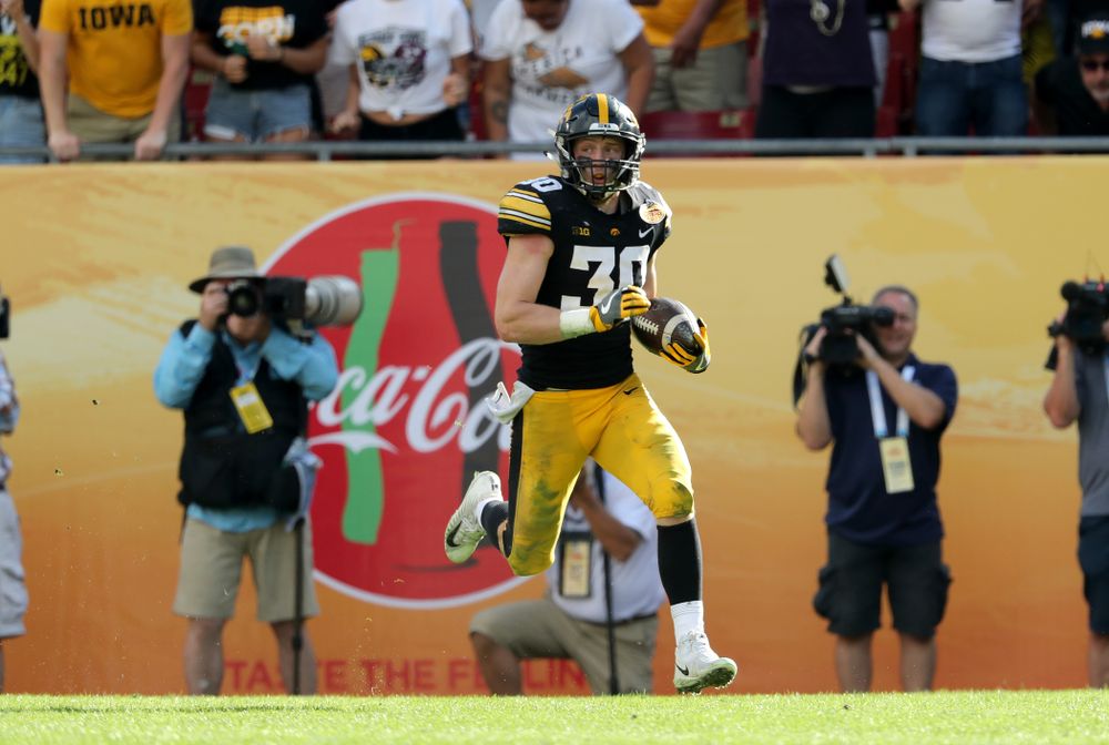Iowa Hawkeyes defensive back Jake Gervase (30) during their Outback Bowl Tuesday, January 1, 2019 at Raymond James Stadium in Tampa, FL. (Brian Ray/hawkeyesports.com)