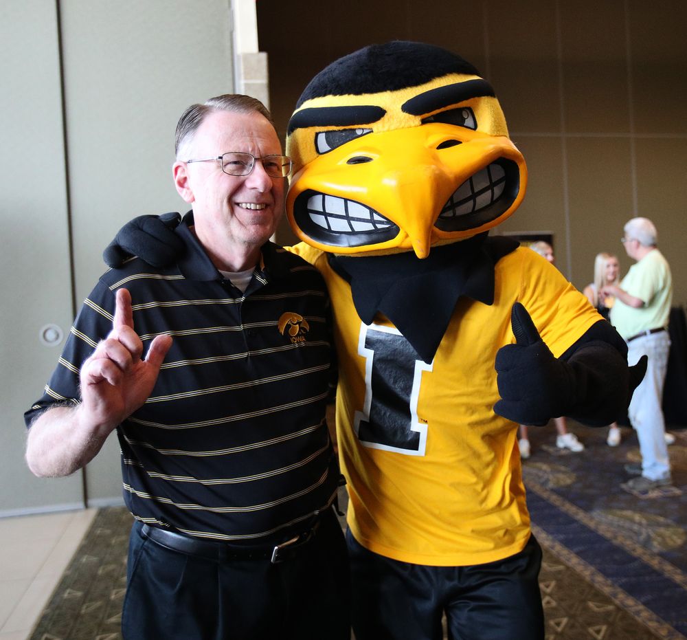 Herky the Hawk -- Hawkeye Fan Event at the Quad-Cities Waterfront Convention Center in Bettendorf, Iowa, on May 15, 2019.