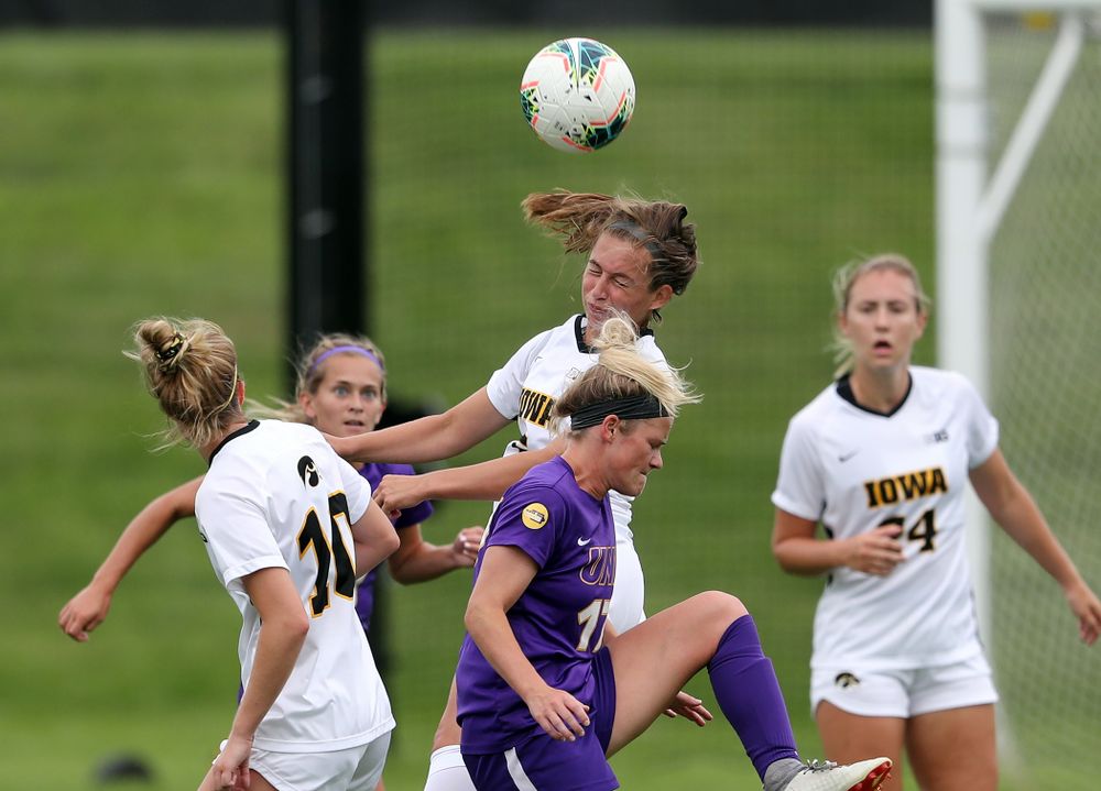 Iowa Hawkeyes defender Riley Whitaker (5) during a 6-1 win over Northern Iowa Sunday, August 25, 2019 at the Iowa Soccer Complex. (Brian Ray/hawkeyesports.com)