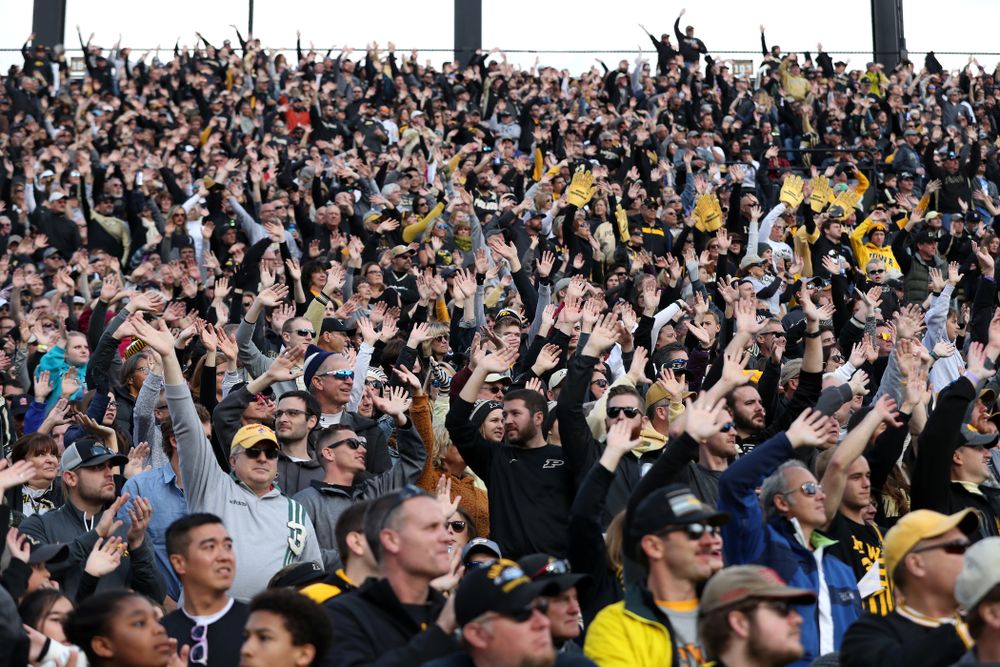 Fans participate in the wave during the Iowa Hawkeyes game against the Purdue Boilermakers Saturday, November 3, 2018 Ross Ade Stadium in West Lafayette, Ind. (Brian Ray/hawkeyesports.com)