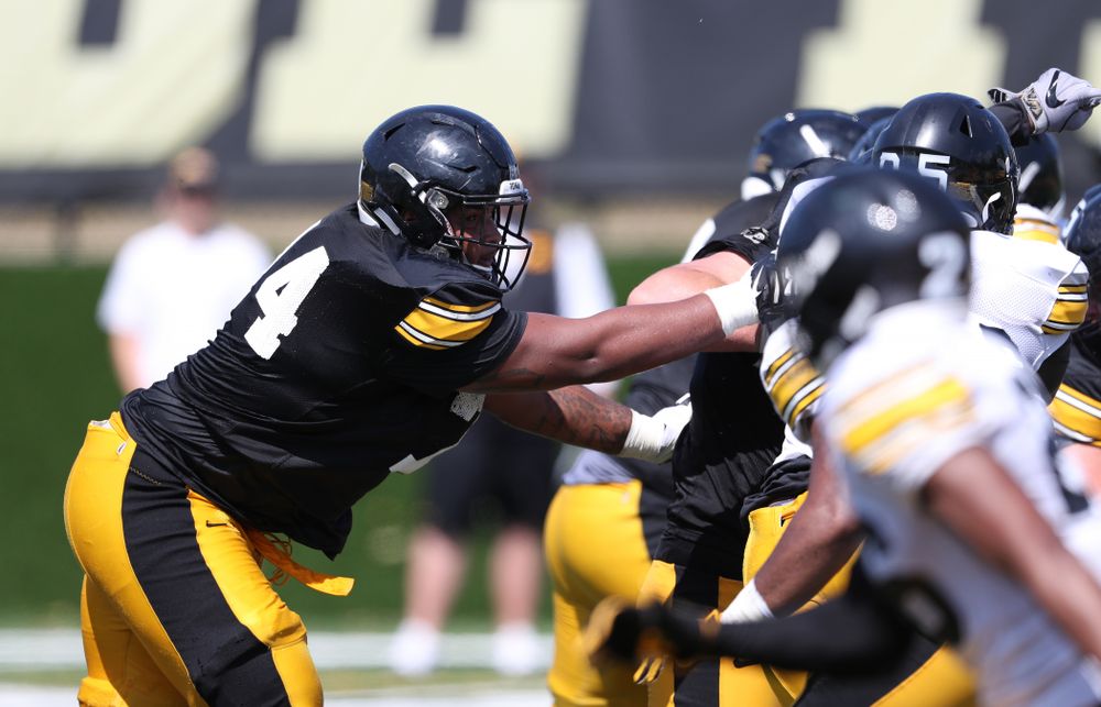 Iowa Hawkeyes offensive lineman Tristan Wirfs (74) during Fall Camp Practice No. 5 Tuesday, August 6, 2019 at the Ronald D. and Margaret L. Kenyon Football Practice Facility. (Brian Ray/hawkeyesports.com)
