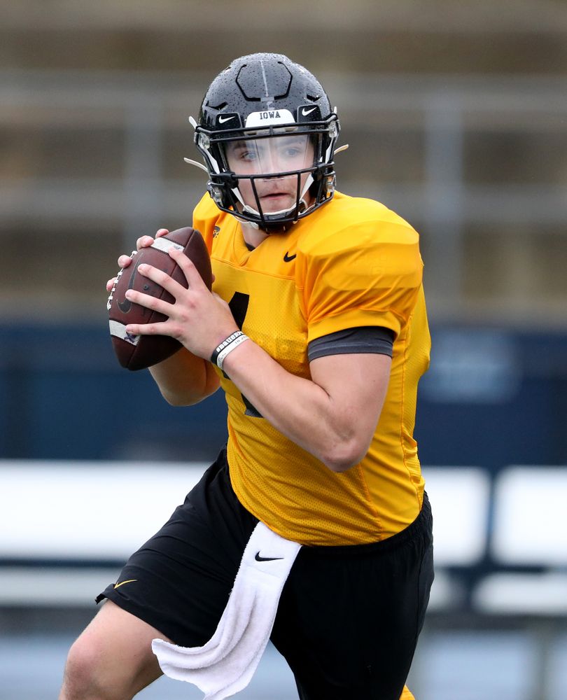 Iowa Hawkeyes quarterback Nate Stanley (4) during practice Monday, December 23, 2019 at Mesa College in San Diego. (Brian Ray/hawkeyesports.com)