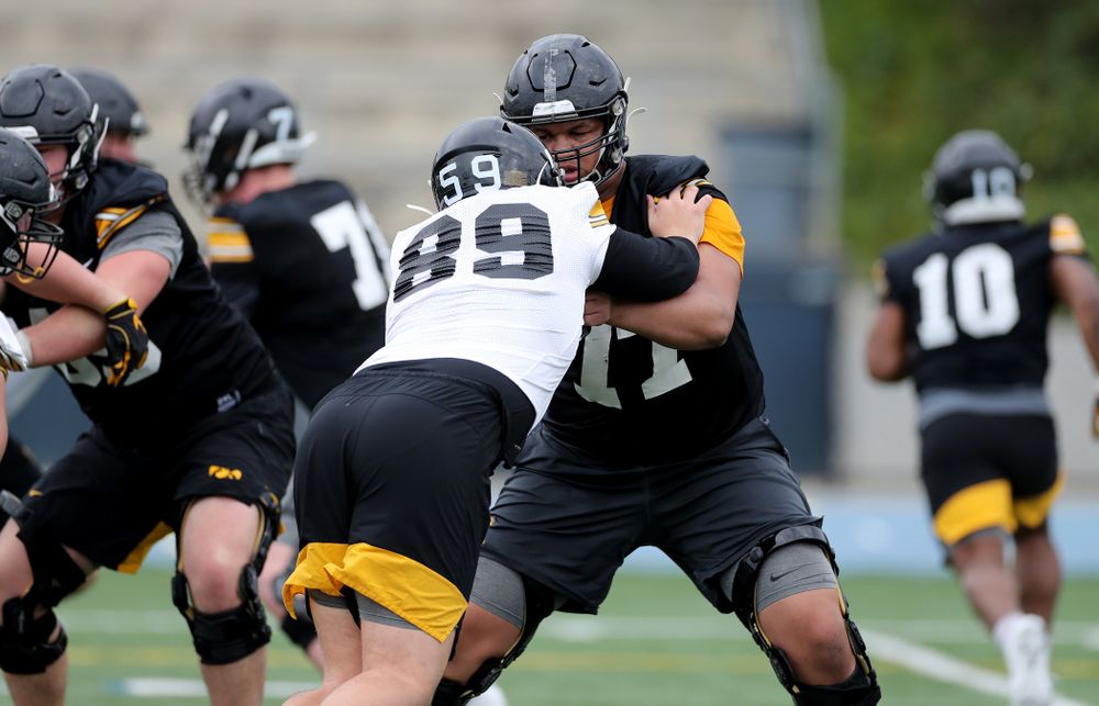 Iowa Hawkeyes offensive lineman Alaric Jackson (77) during practice Sunday, December 22, 2019 at Mesa College in San Diego. (Brian Ray/hawkeyesports.com)
