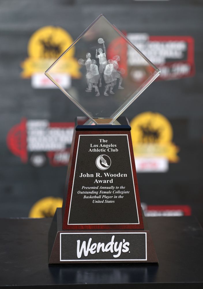 The John R. Wooden WomenÕs Basketball Award on the red carpet before the ESPN College Basketball Awards show Friday, April 12, 2019 at The Novo at LA Live.  (Brian Ray/hawkeyesports.com)