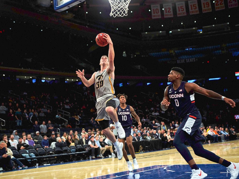 Iowa Hawkeyes guard Connor McCaffery (30) against UConn in the Championship game of the 2K Empire Classic Friday, November 16, 2018 at Madison Square Garden in New York City. (Duncan H.Williams/Freelance)