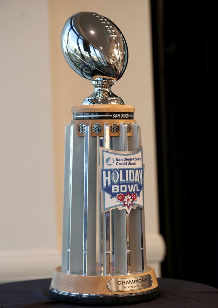 The Holiday Bowl Trophy during a press conference leading up to the Holiday Bowl Thursday, December 26, 2019 in San Diego. (Brian Ray/hawkeyesports.com)
