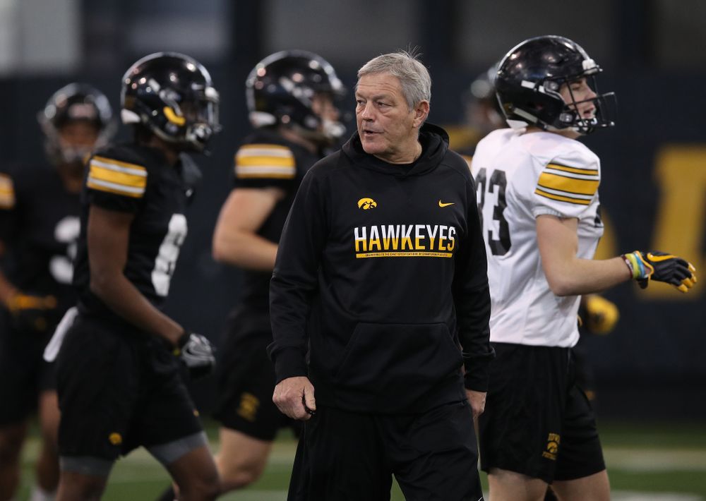 Iowa Hawkeyes head coach Kirk Ferentz during preparation for the 2019 Outback Bowl Monday, December 17, 2018 at the Hansen Football Performance Center. (Brian Ray/hawkeyesports.com)