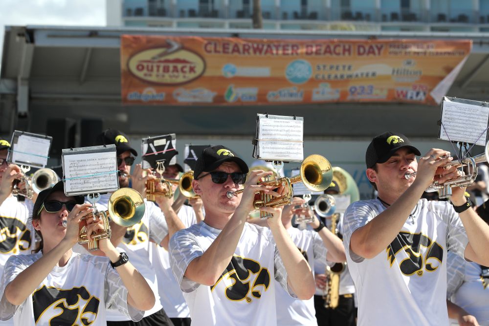 The Hawkeye Marching Band during the Outback Bowl Beach Day Sunday, December 30, 2018 at Clearwater Beach. (Brian Ray/hawkeyesports.com)