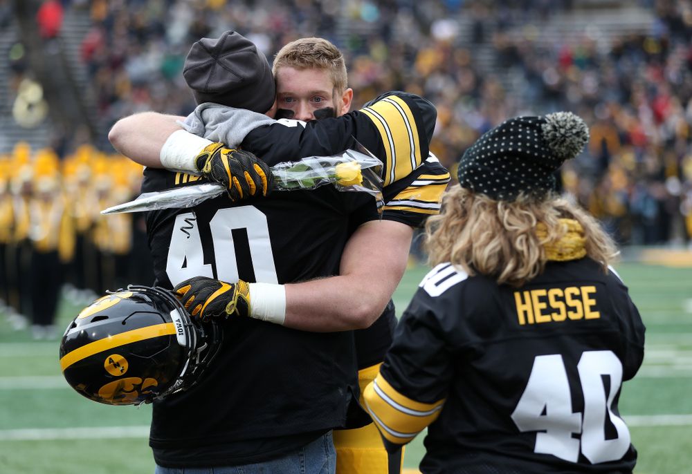 Iowa Hawkeyes defensive end Parker Hesse (40) during senior day activities before their game against the Nebraska Cornhuskers Friday, November 23, 2018 at Kinnick Stadium. (Brian Ray/hawkeyesports.com)
