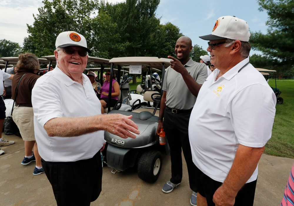 Dr. Tom Davis, Kenyon Murray, and Mike Street during the 2018 Chris Street Memorial Golf Outing Monday, August 27, 2018 at Finkbine Golf Course. (Brian Ray/hawkeyesports.com)