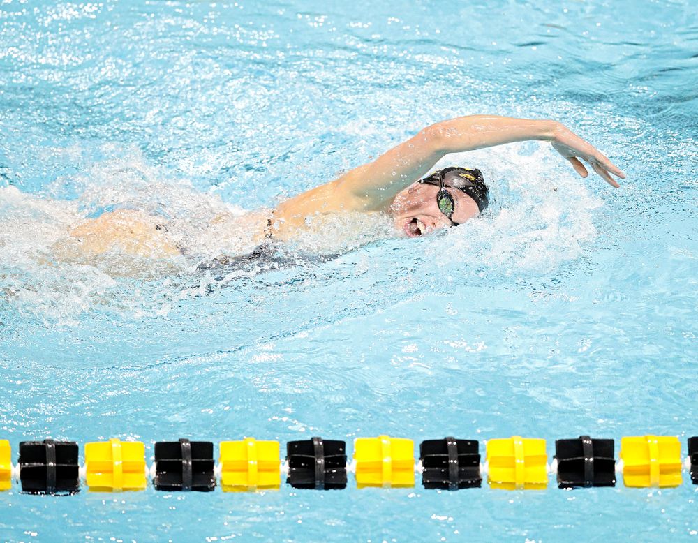 Iowa’s Allyssa Fluit swims the women’s 200 yard freestyle event during their meet at the Campus Recreation and Wellness Center in Iowa City on Friday, February 7, 2020. (Stephen Mally/hawkeyesports.com)