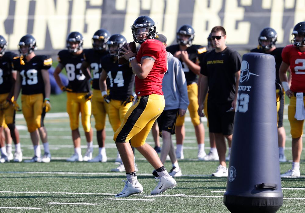 Iowa Hawkeyes quarterback Nathan Stanley (4) during camp practice No. 17 Wednesday, August 22, 2018 at the Kenyon Football Practice Facility. (Brian Ray/hawkeyesports.com)