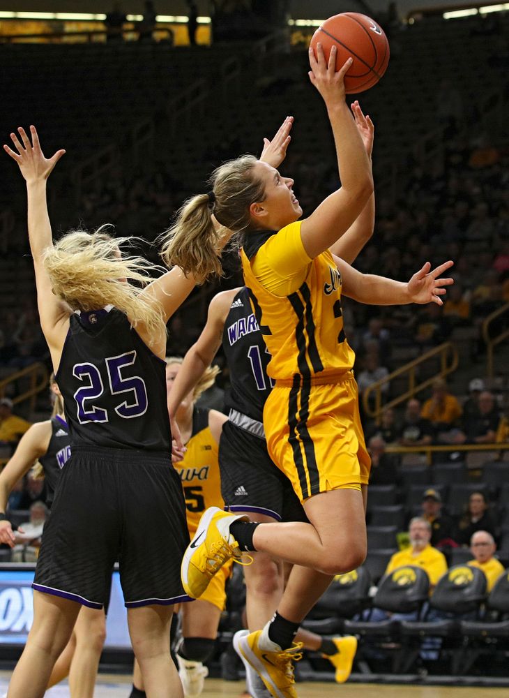 Iowa guard Kathleen Doyle (22) makes a basket during the second quarter of their game against Winona State at Carver-Hawkeye Arena in Iowa City on Sunday, Nov 3, 2019. (Stephen Mally/hawkeyesports.com)