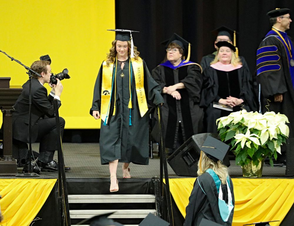 Iowa Track and Field’s Lindsay Welker during the College of Liberal Arts and Sciences and University College Fall 2019 Commencement ceremony at Carver-Hawkeye Arena in Iowa City on Saturday, December 21, 2019. (Stephen Mally/hawkeyesports.com)