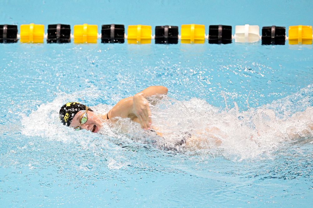 Iowa’s Grace Reeder swims the women’s 200 yard freestyle event during their meet at the Campus Recreation and Wellness Center in Iowa City on Friday, February 7, 2020. (Stephen Mally/hawkeyesports.com)